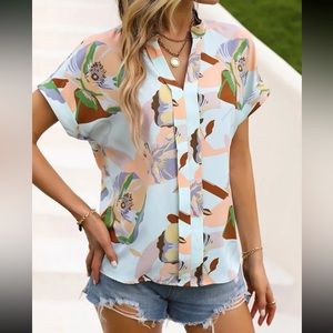 Bohemian Moment Floral Mock Neck Blouse